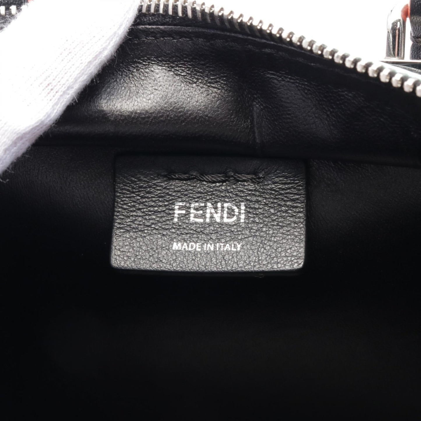 Luxury Fendi Mini Troisours Multicolored fur pom-poms Handbag Leather Black Multicolor