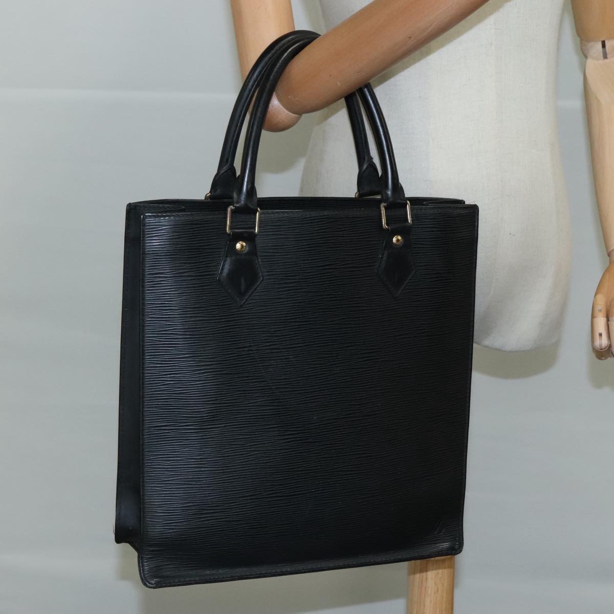 LOUIS VUITTON Epi Sac Plat PM Hand Bag Black M58658 LV 95148