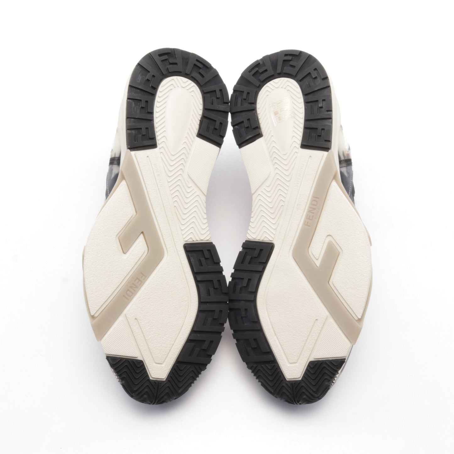 Luxury Fendi FLOW Flow Sneakers Fabric Rubber Black White Multicolor