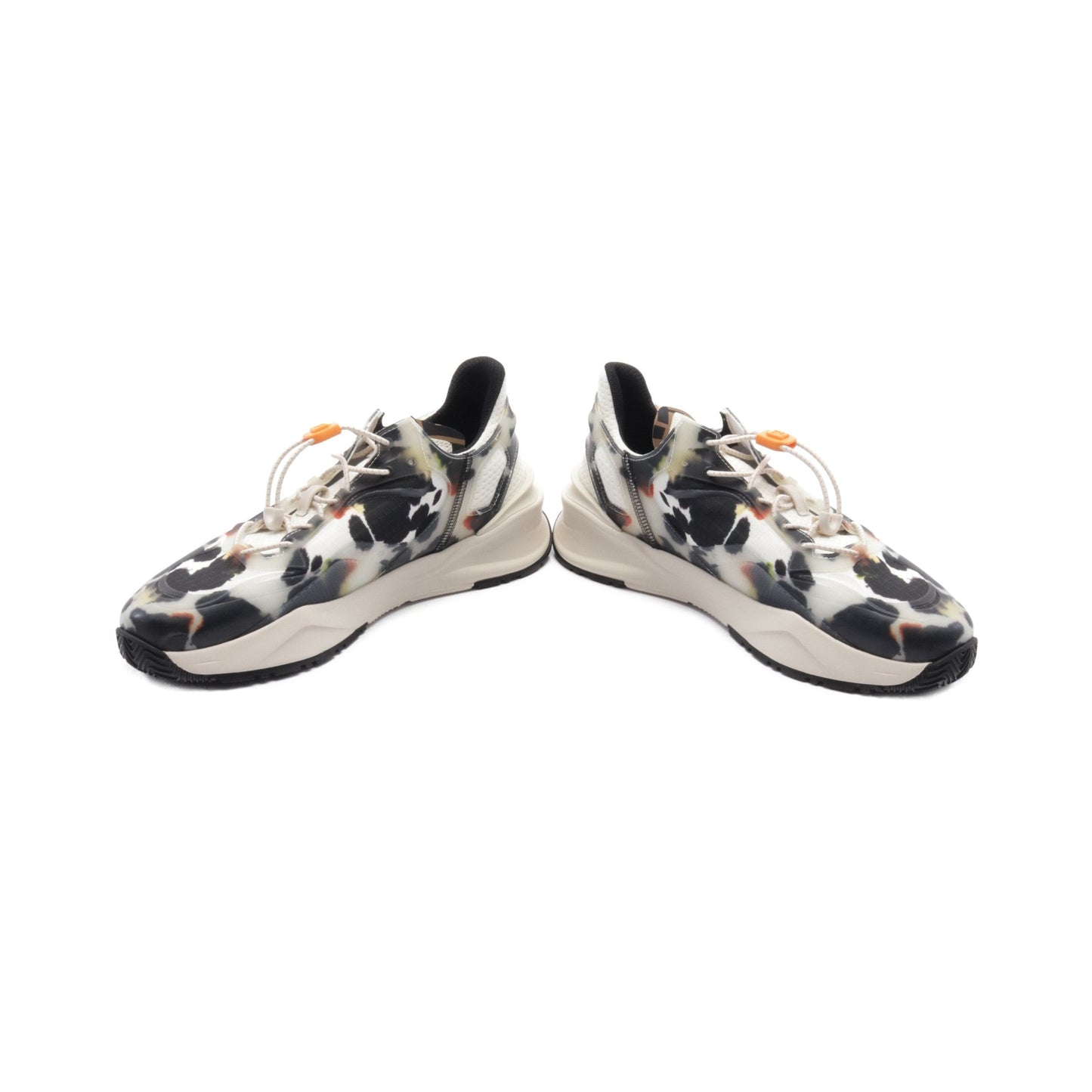 Luxury Fendi FLOW Flow Sneakers Fabric Rubber Black White Multicolor
