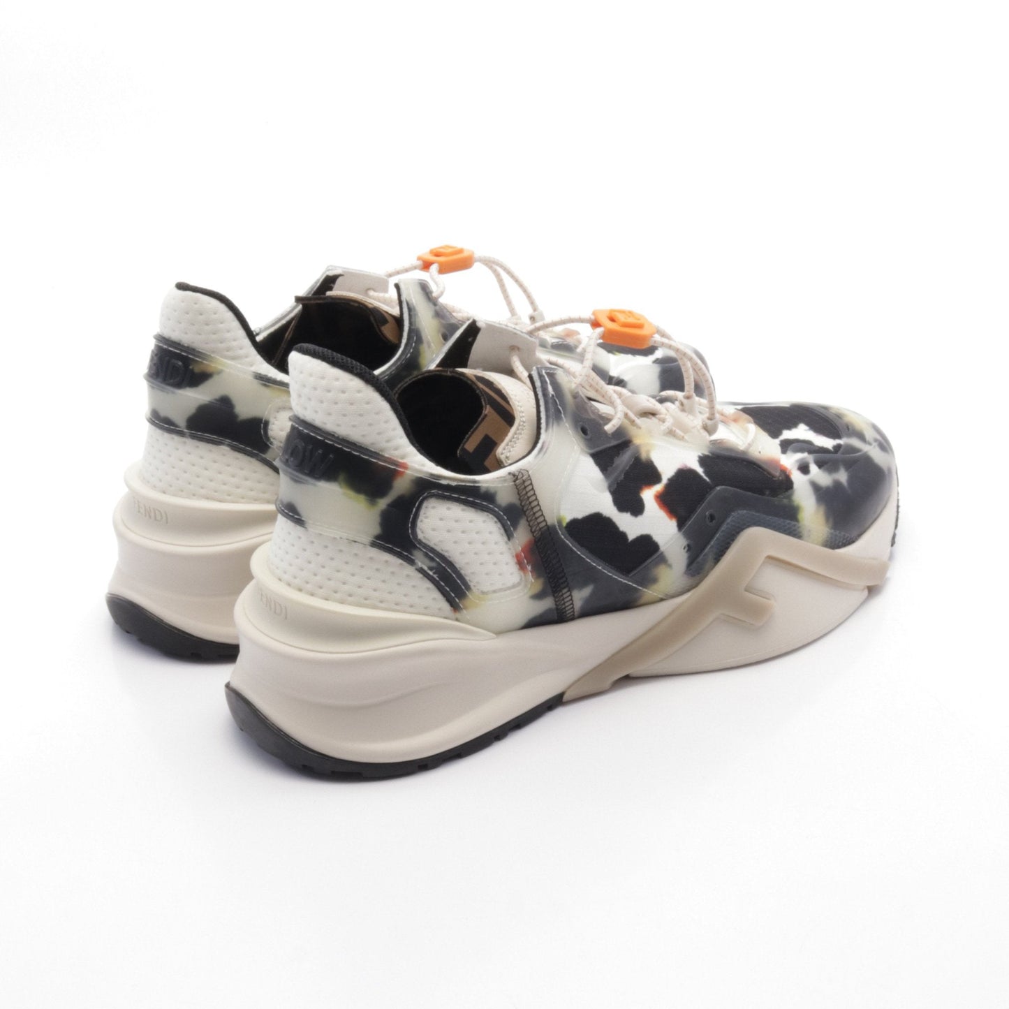 Luxury Fendi FLOW Flow Sneakers Fabric Rubber Black White Multicolor