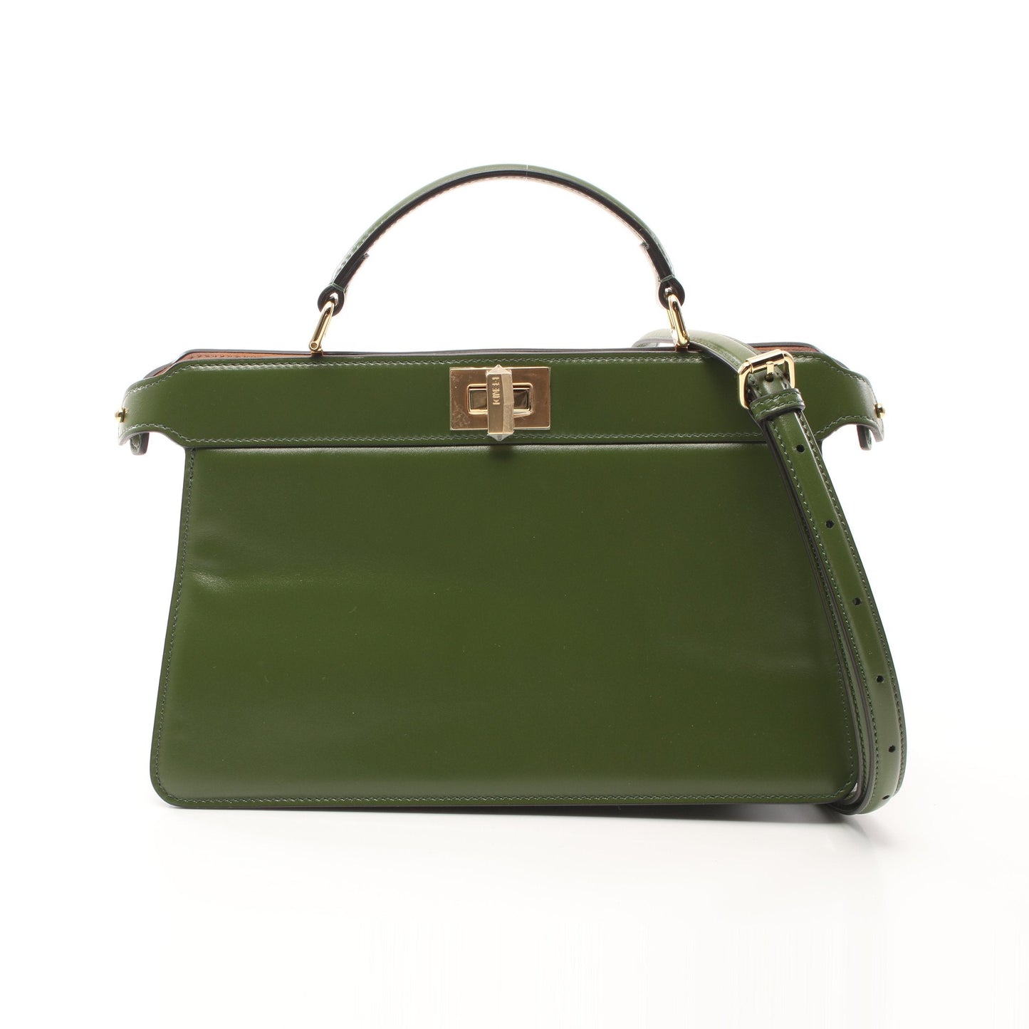 Luxury Fendi Peekaboo Isee u East-West Handbag Leather Green 2WAY