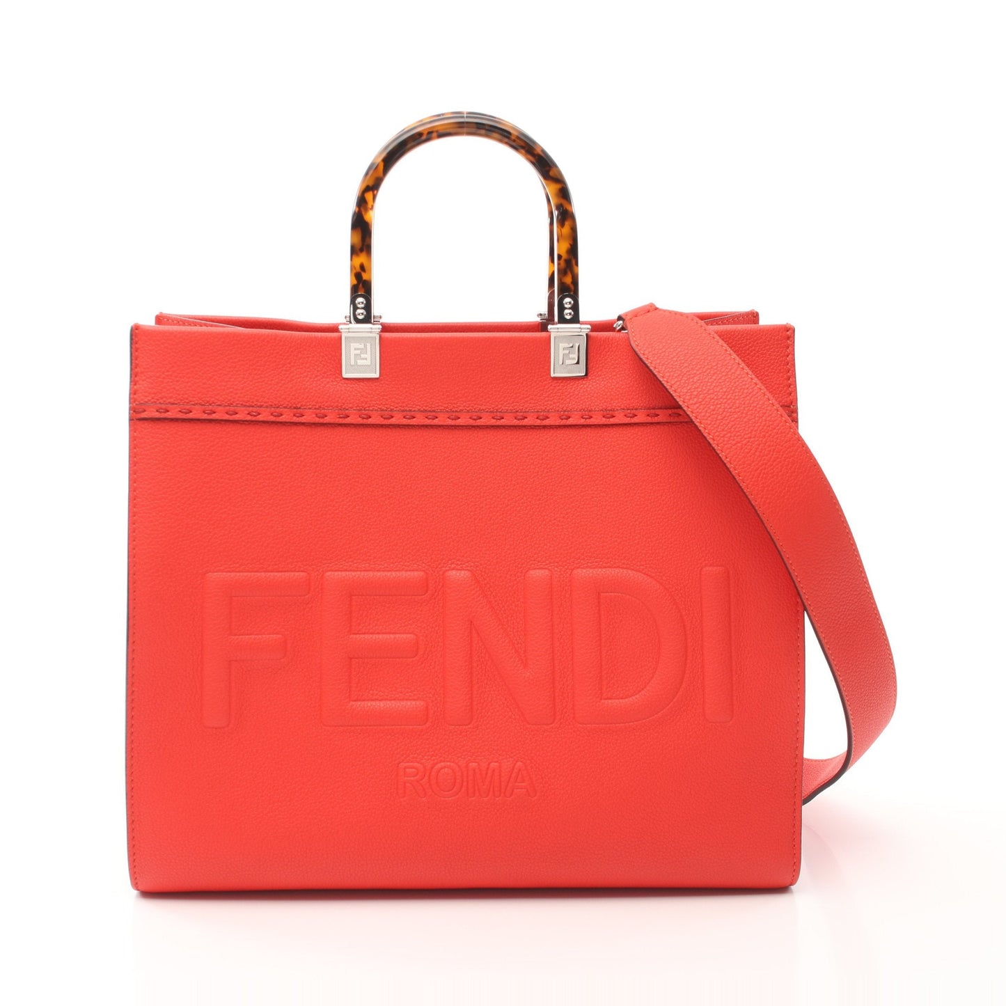 Luxury Fendi SUNSHINE MEDIUM Sunshine Medium Handbag Tote bag Leather Red 2WAY