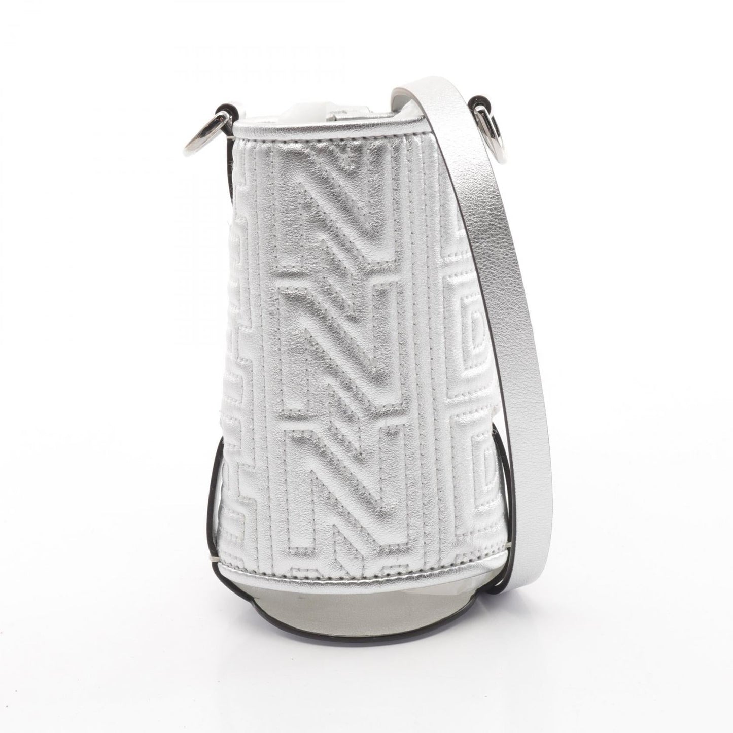 Luxury Fendi Luxury Fendi * MARC JACOBS Bottle holder Shoulder bag Logo quilting Leather Silver
