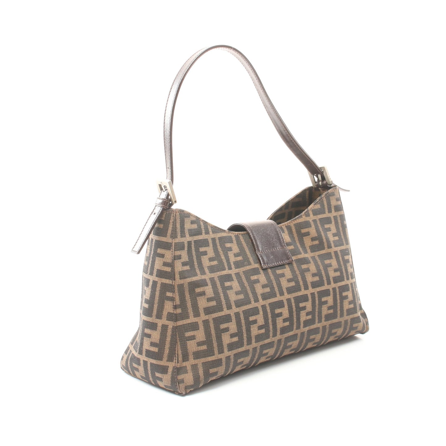 Luxury Fendi Zucca One shoulder bag Canvas Leather Dark brown