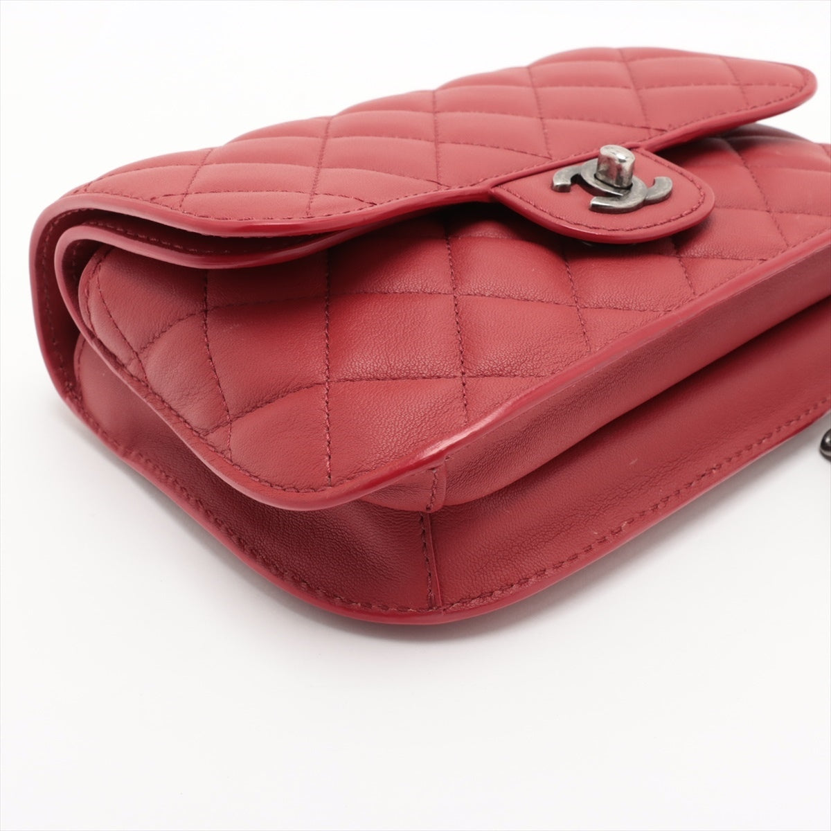 Chanel Matrasse Leather Chain Shoulder Bag Red Silver G  23rd