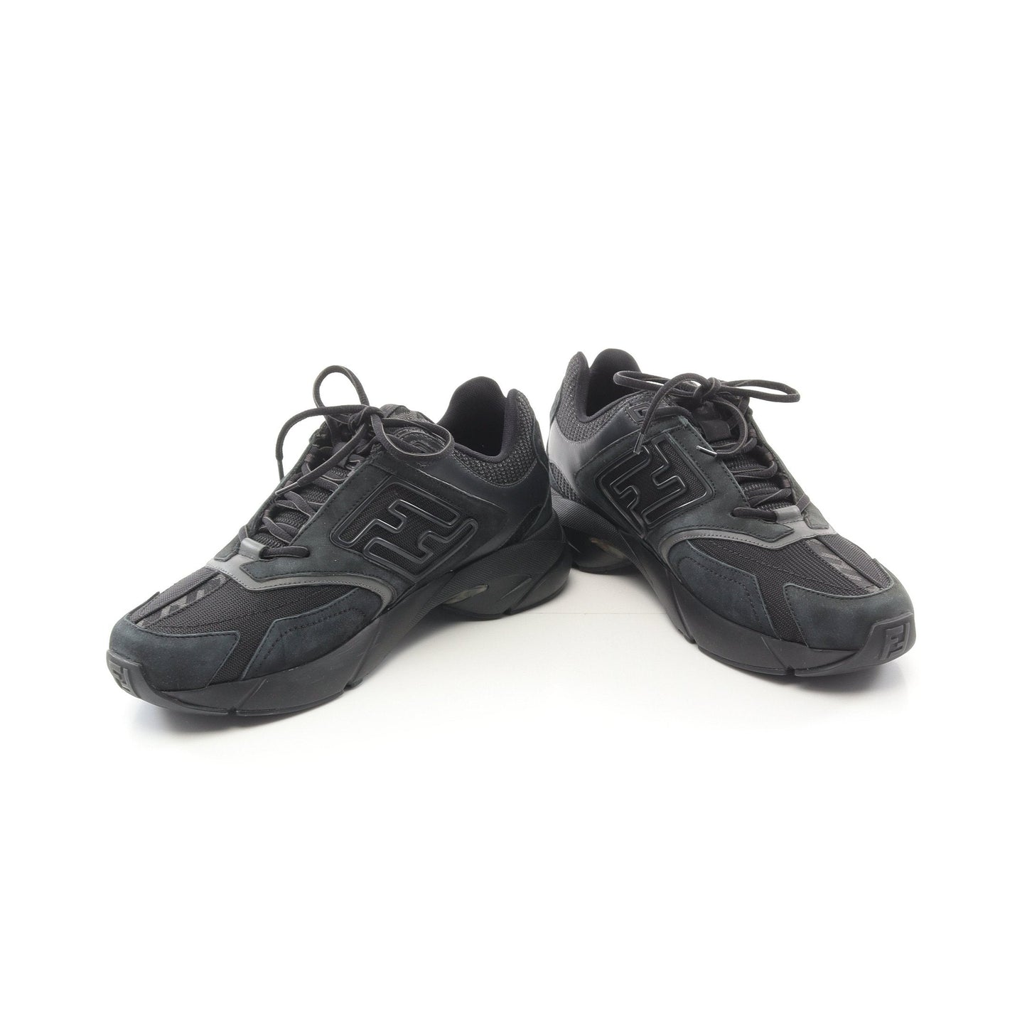 Luxury Fendi FASTER Sneakers Suede Fabric Black