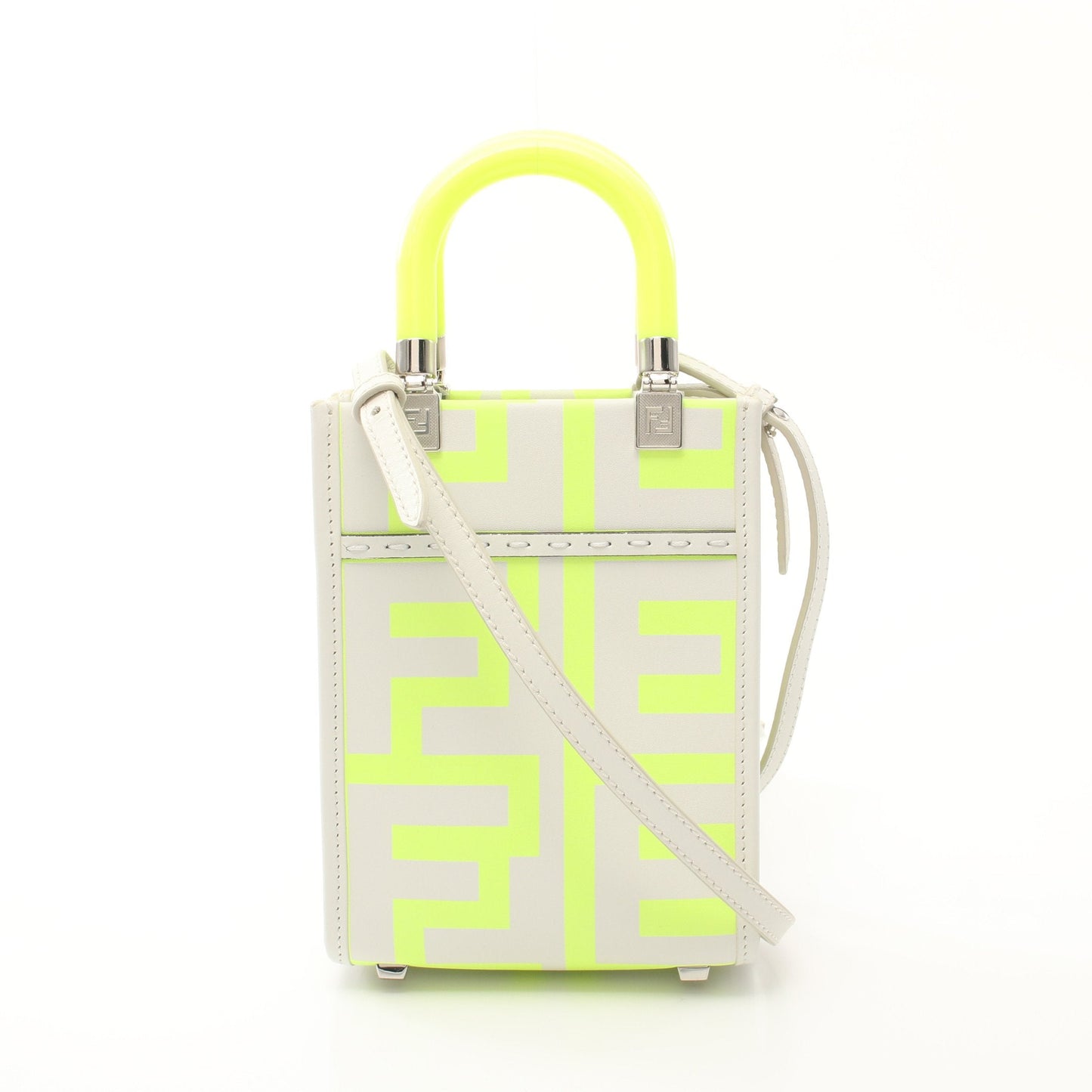 Luxury Fendi Luxury Fendi * Marc Jacobs Sunshine Shopper Mini Handbag Leather White Yellow 2WAY