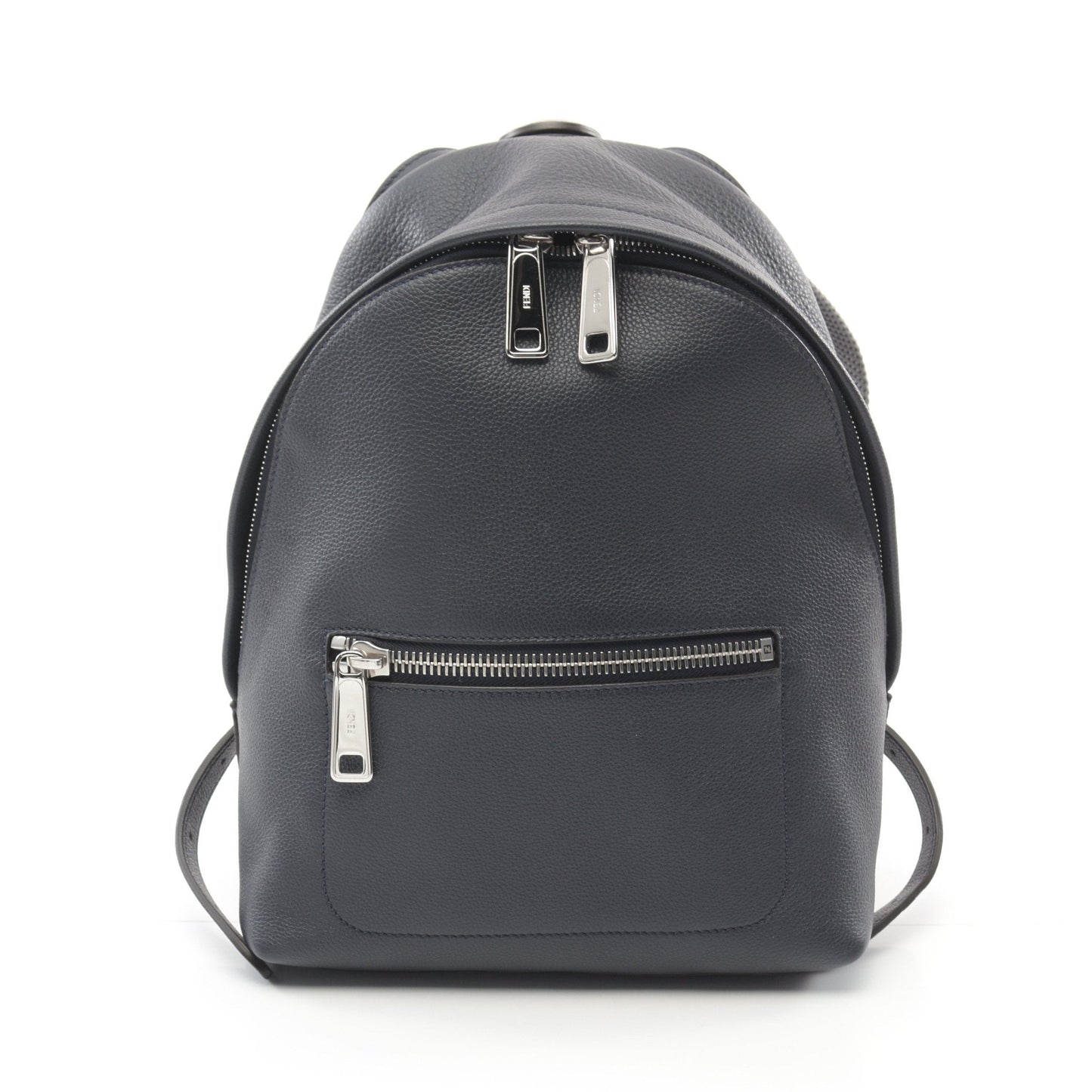 Luxury Fendi Chiodo Small Backpack Rucksack Leather Navy