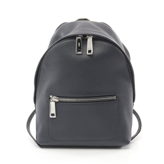 Luxury Fendi Chiodo Small Backpack Rucksack Leather Navy