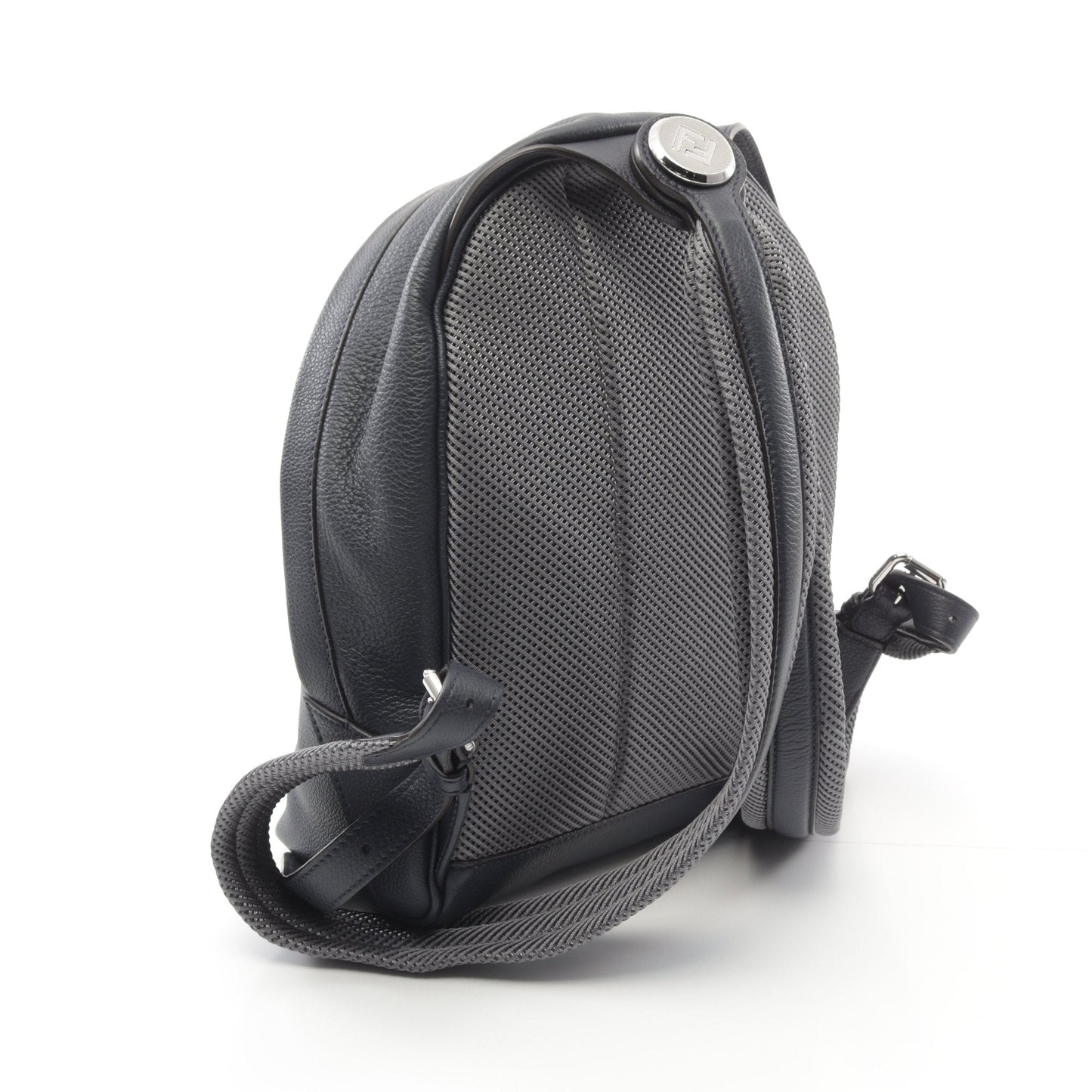 Luxury Fendi Chiodo Small Backpack Rucksack Leather Navy