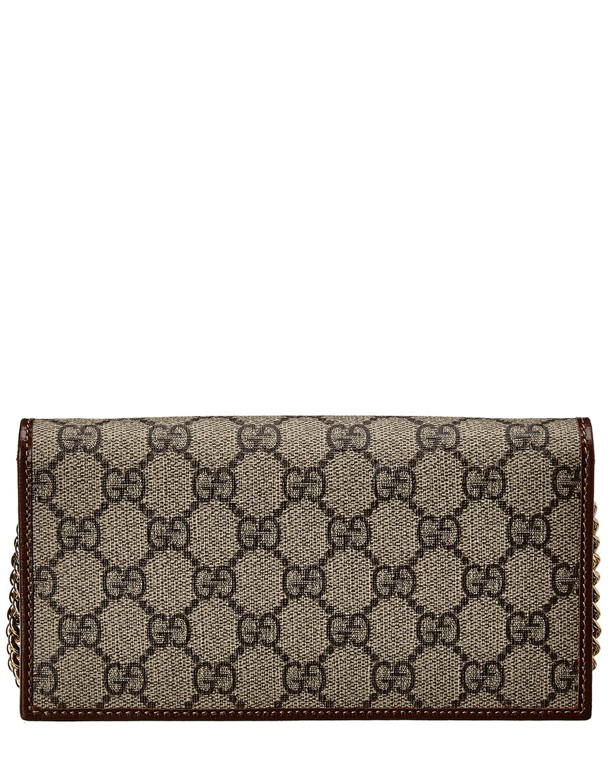 Luxury Gucci Trending 2025 Horsebit 1955 GG Supreme Canvas & Leather Wallet On Chain, Brown