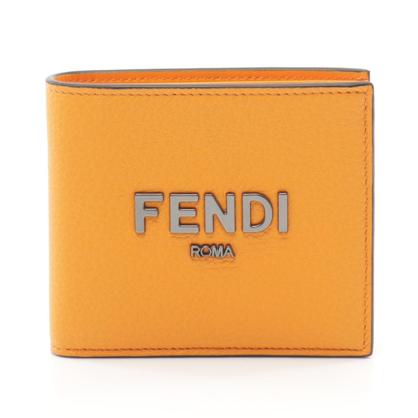 Luxury Fendi Bi-fold wallet Leather Orange Logo