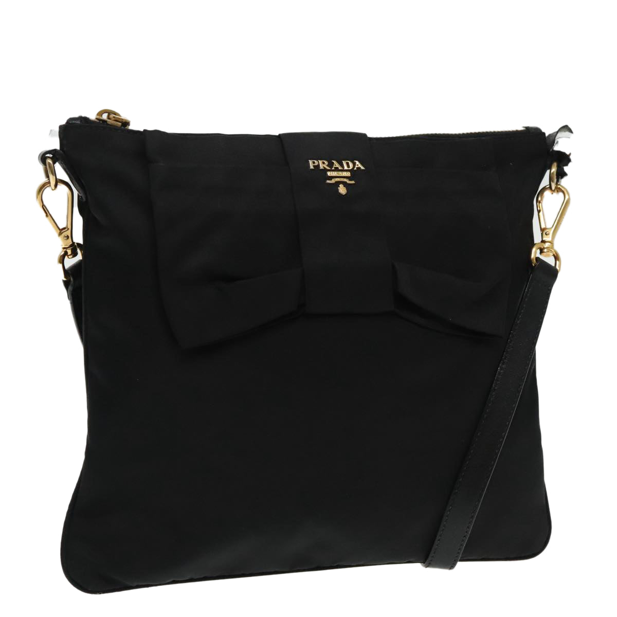Luxury Prada Shoulder Bag Nylon Black Gold  95494