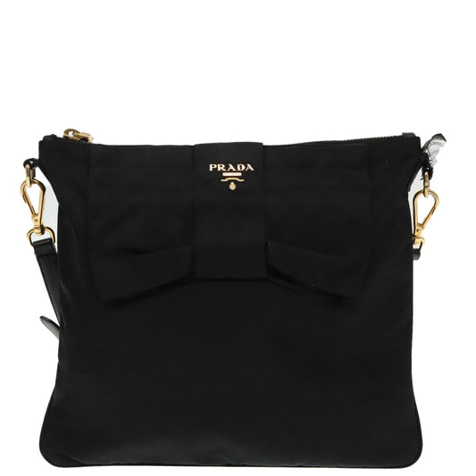 Luxury Prada Shoulder Bag Nylon Black Gold  95494