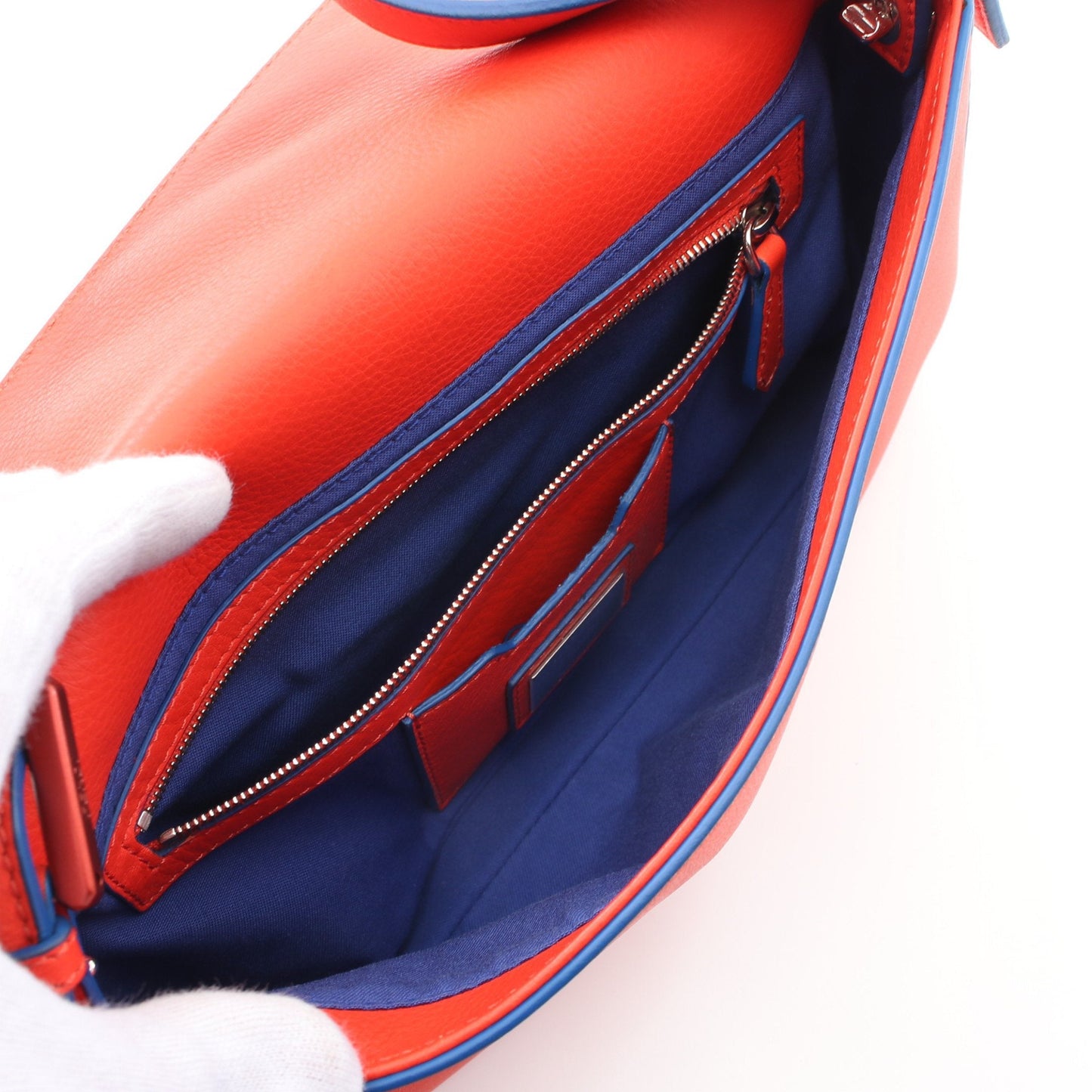 Luxury Fendi Monster Bucket Handbag Leather Orange red Black
