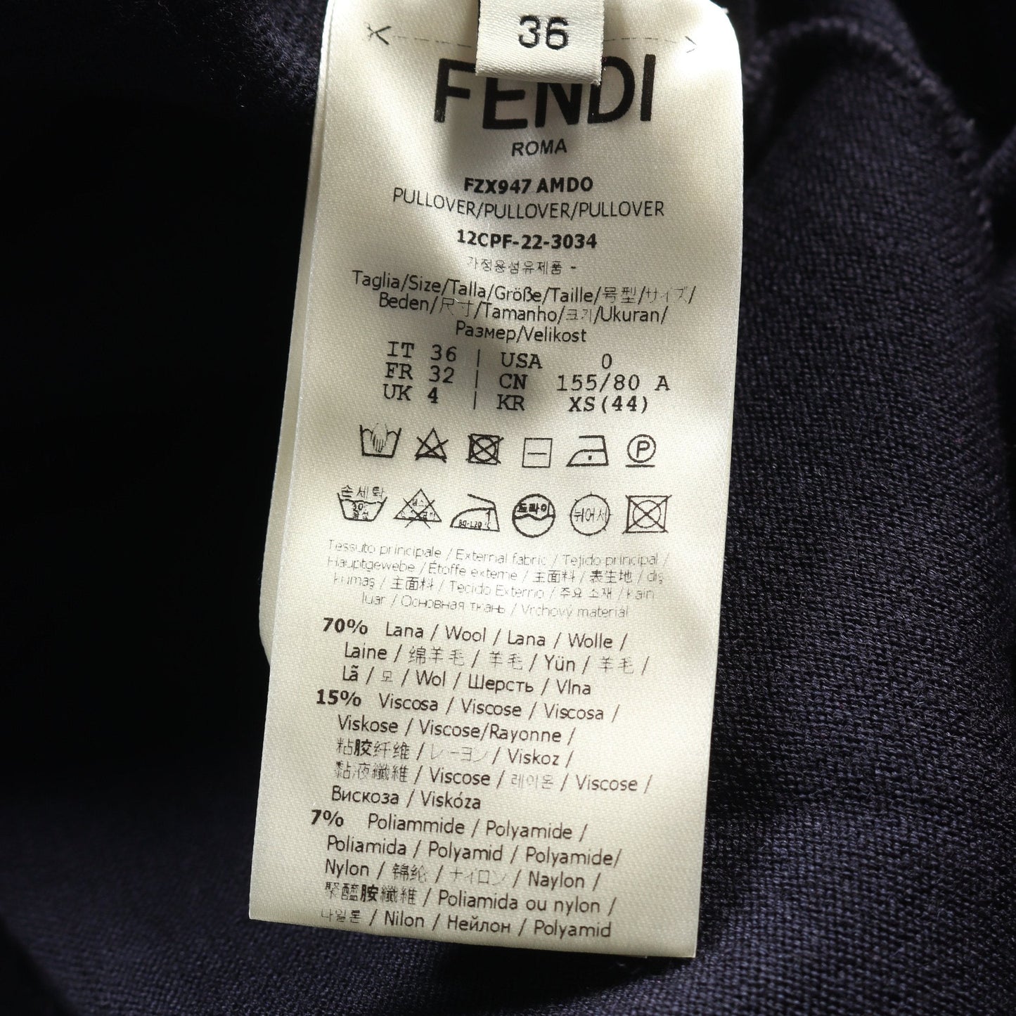 Luxury Fendi Tops Wool Pile Navy