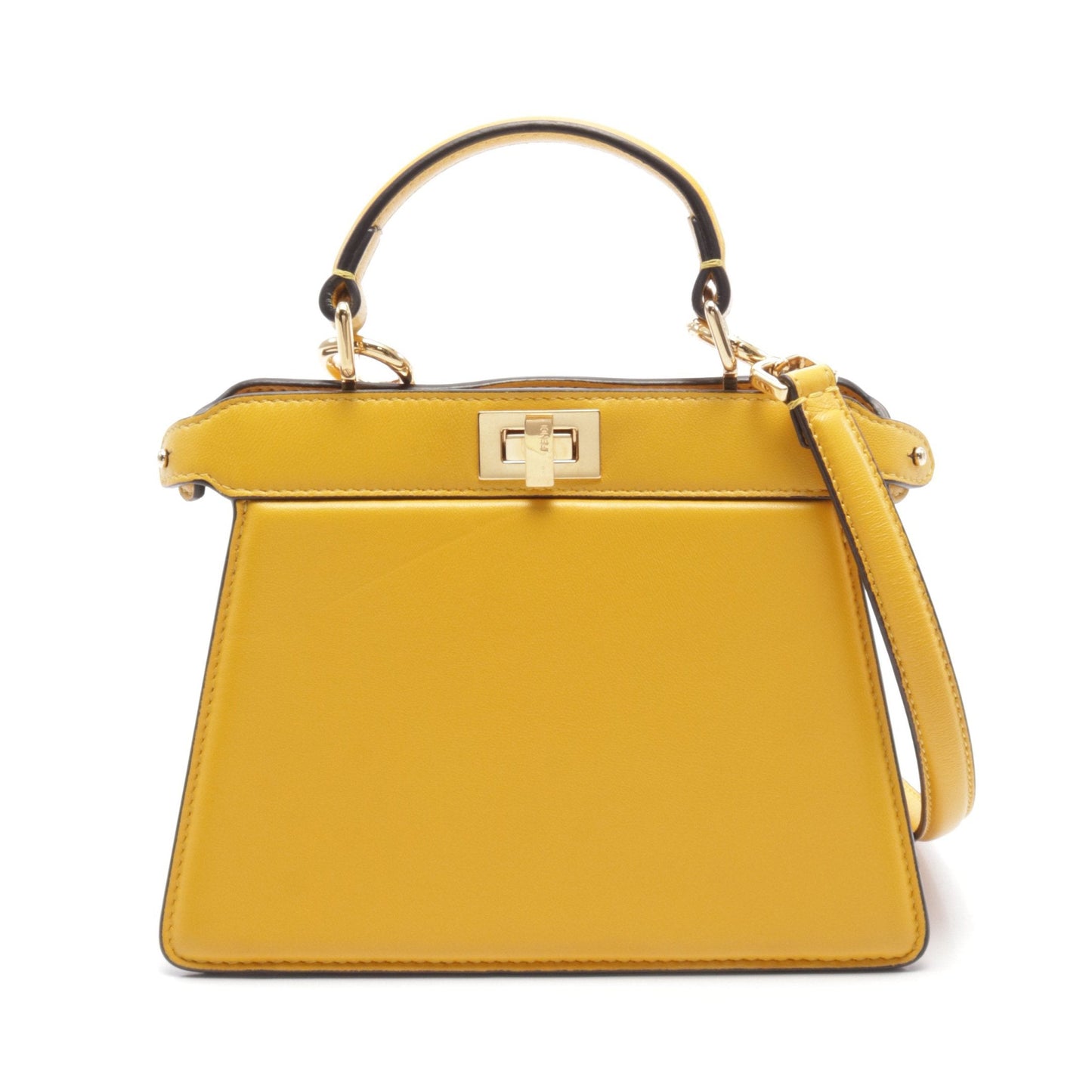 Luxury Fendi Peekaboo ISeeU Handbag Leather Yellow 2WAY