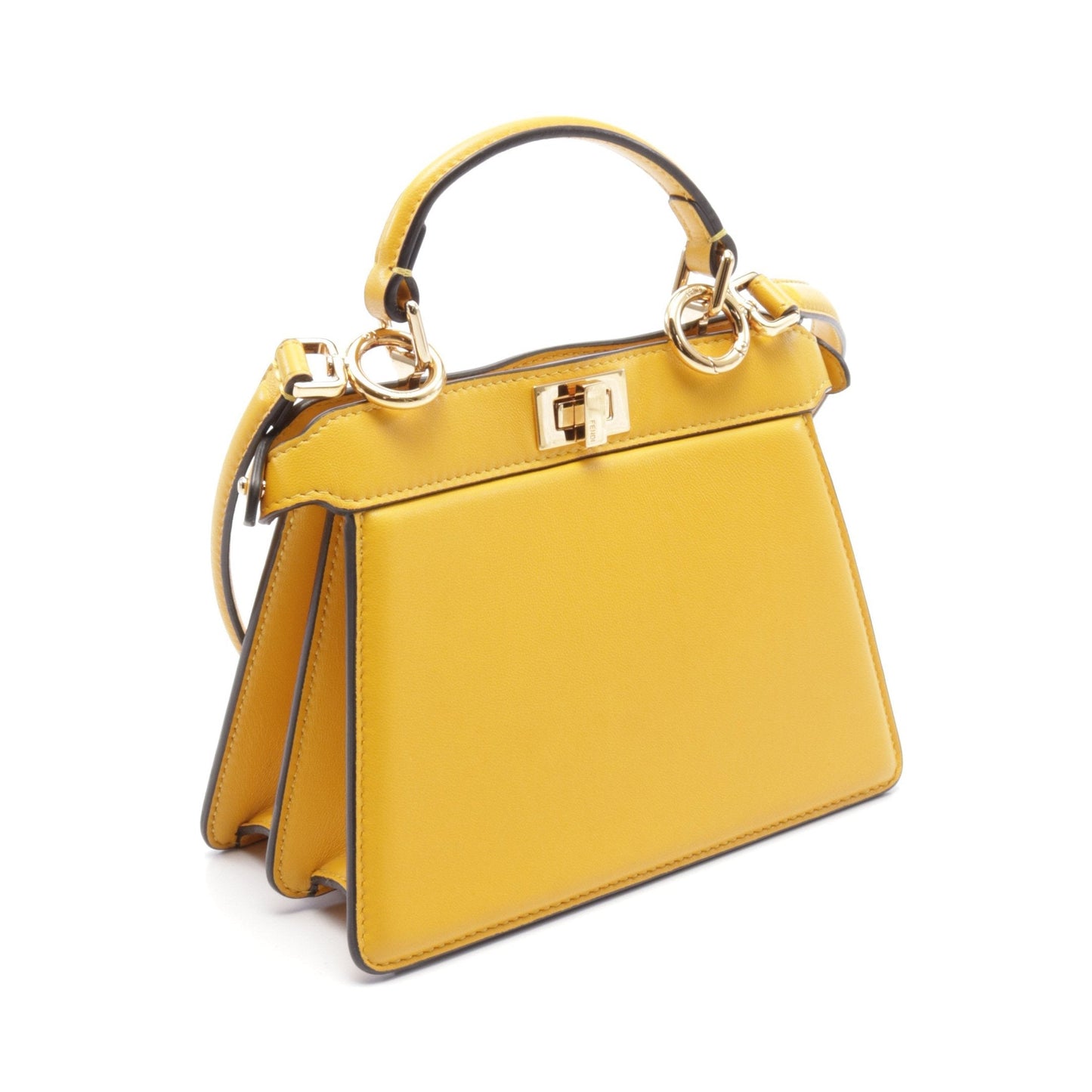 Luxury Fendi Peekaboo ISeeU Handbag Leather Yellow 2WAY