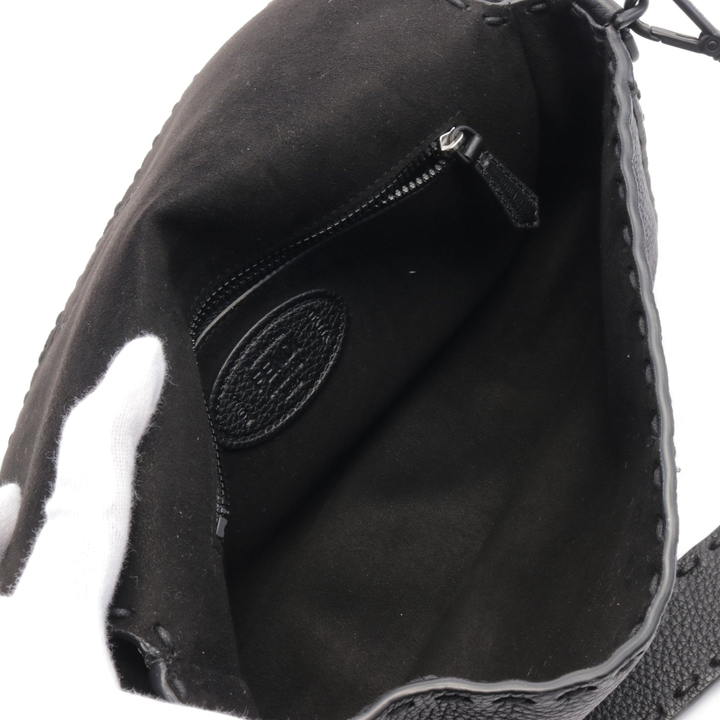 Luxury Fendi Bucket Selleria Handbag Leather Black 2WAY