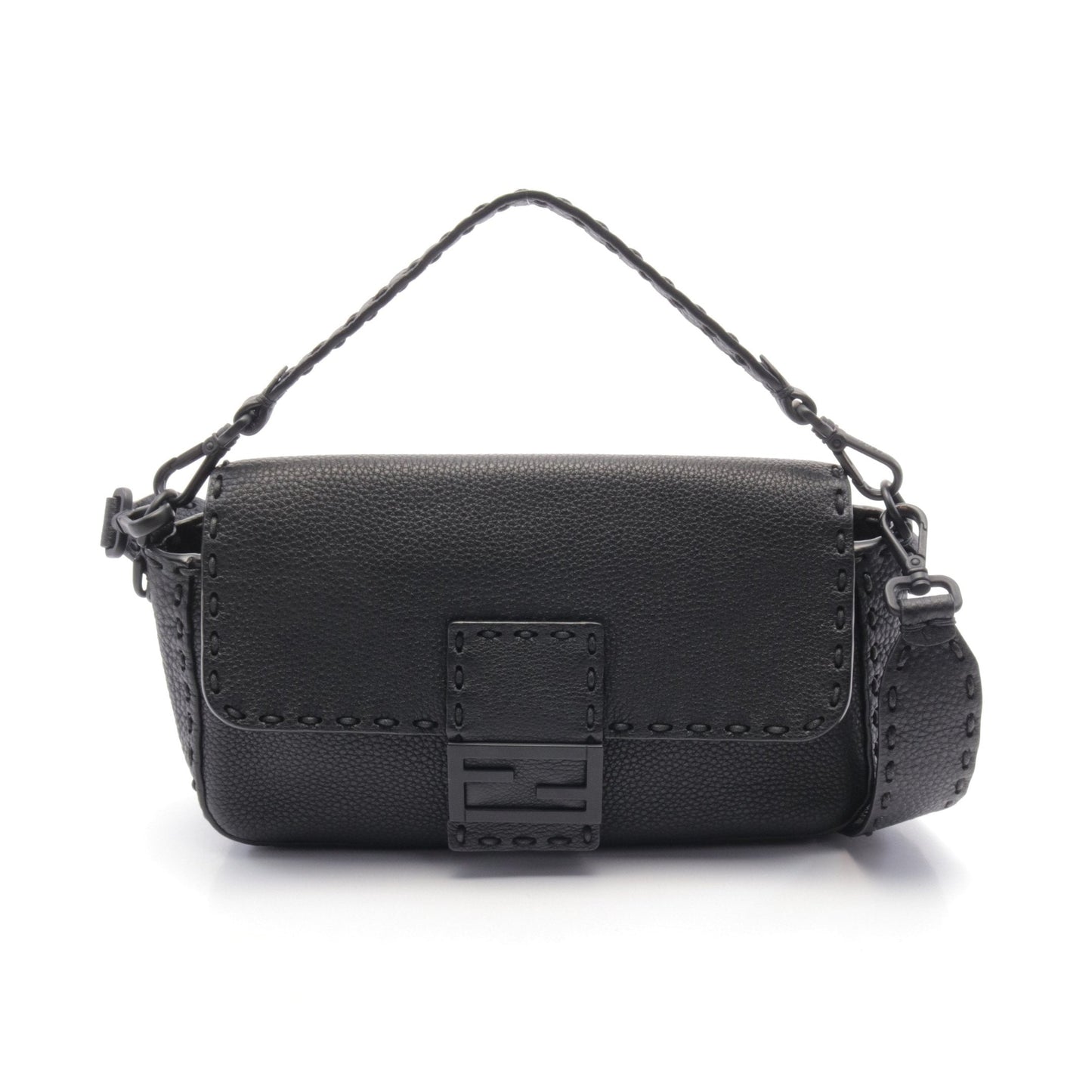 Luxury Fendi Bucket Selleria Handbag Leather Black 2WAY