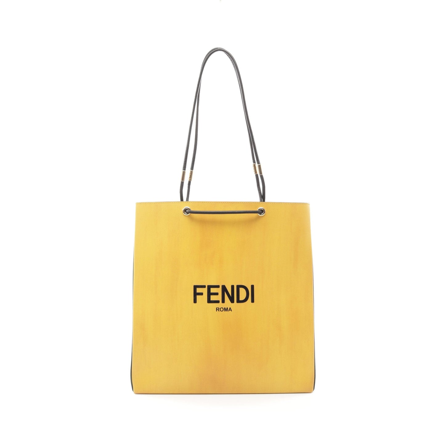 Luxury Fendi Shopping bag Medium Shoulder bag Tote bag Leather Yellow Black 2WAY