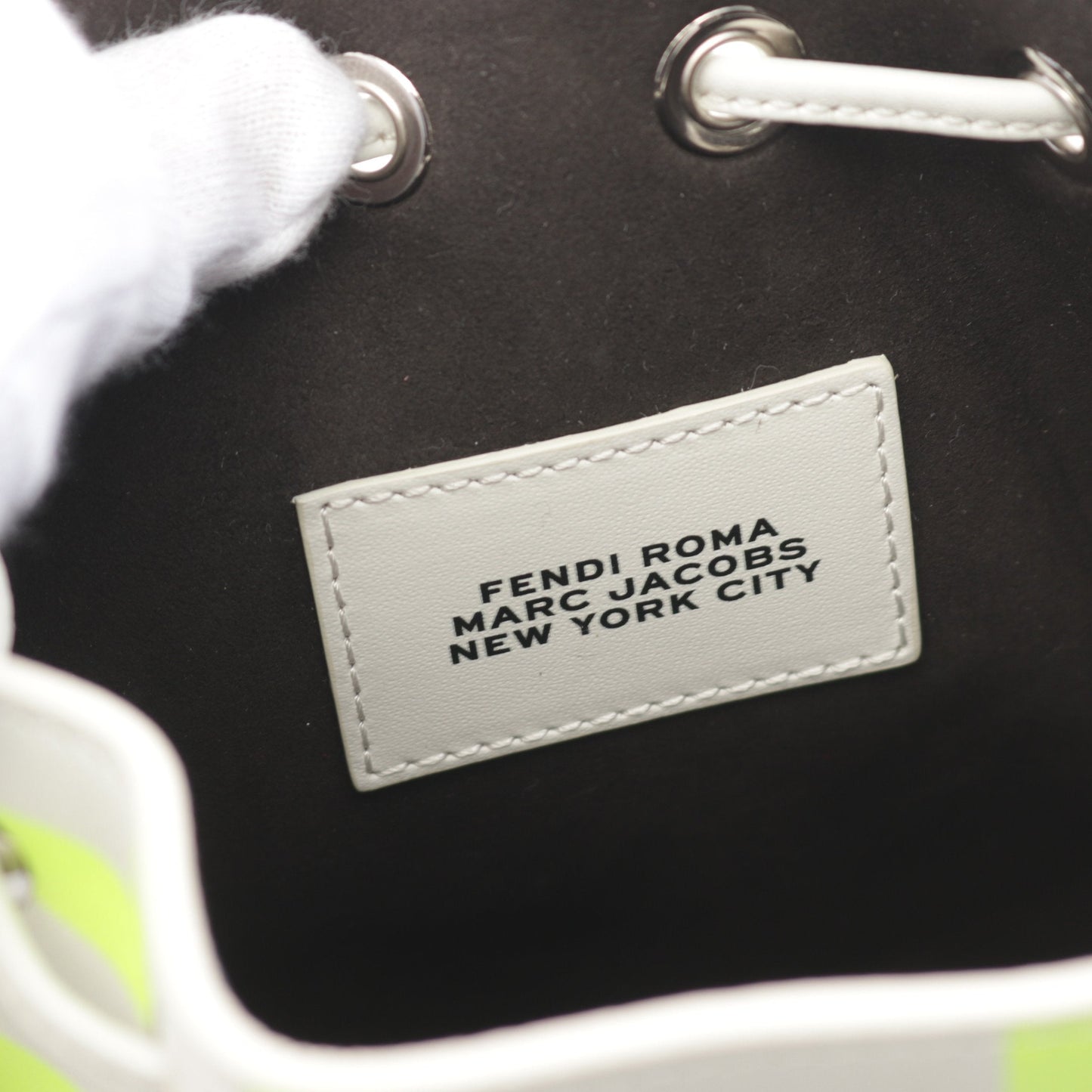 Luxury Fendi Luxury Fendi * MARC JACOBS Mini Montresor Handbag Leather White Yellow 2WAY