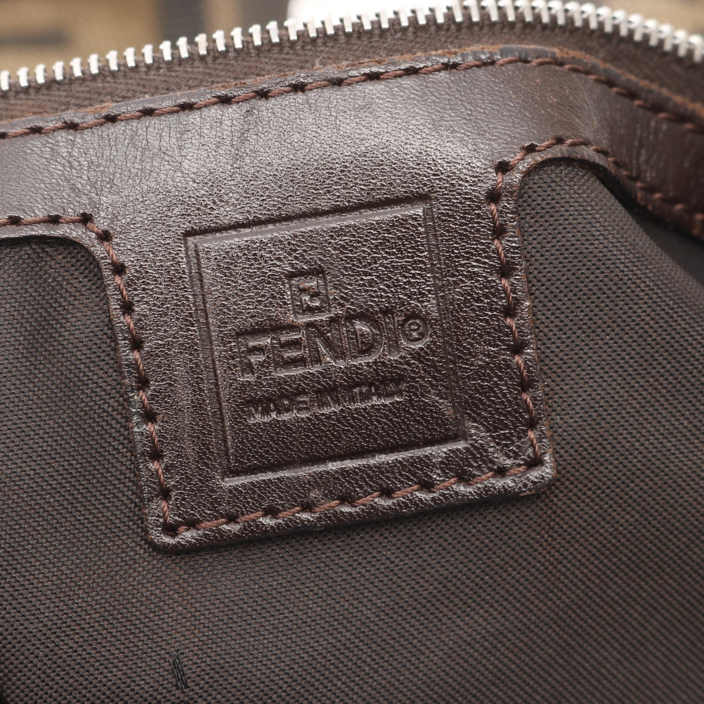 Luxury Fendi Zucca Handbag Tote bag Canvas Brown Dark brown