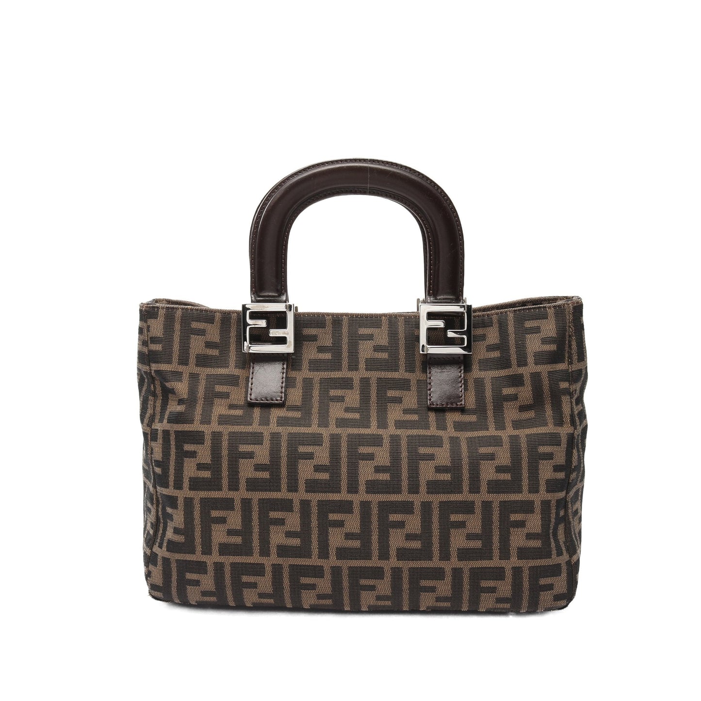 Luxury Fendi Zucca Handbag Tote bag Canvas Brown Dark brown