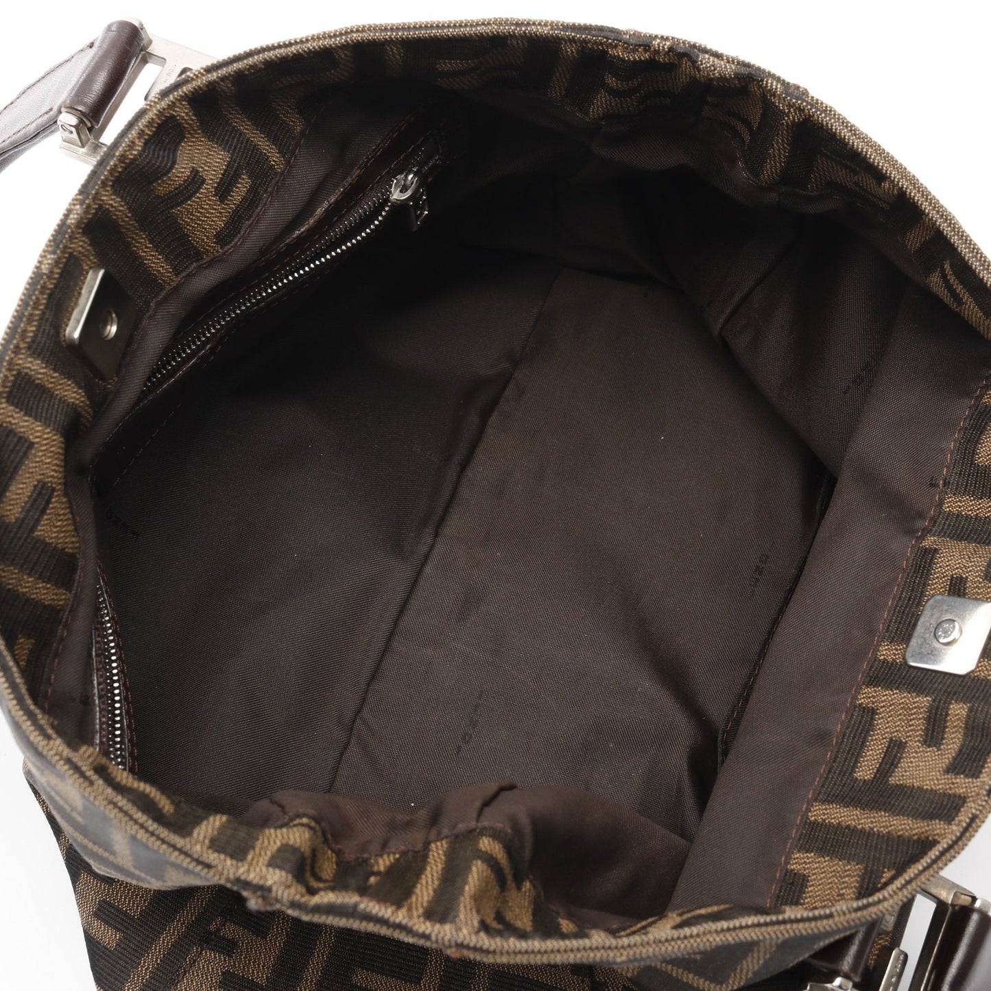 Luxury Fendi Zucca Handbag Tote bag Canvas Brown Dark brown