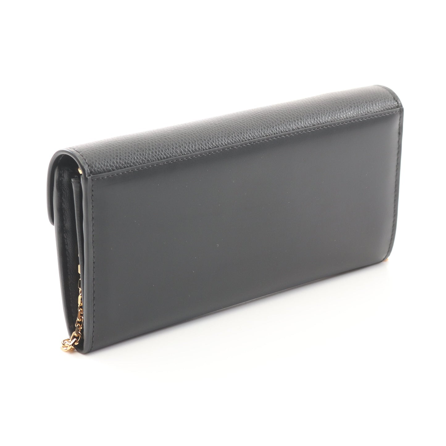 Luxury Fendi FF Diamond Chain wallet Leather Black