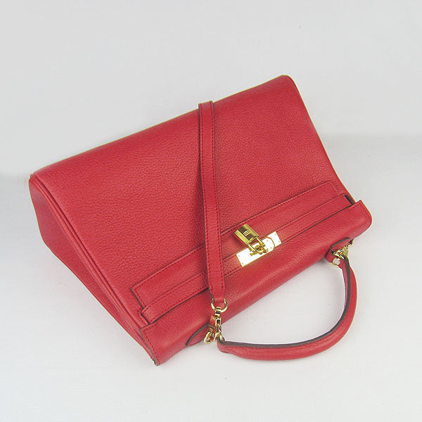 Luxury Hermes Kelly 35cm Togo Leather Handbag Red/Golden