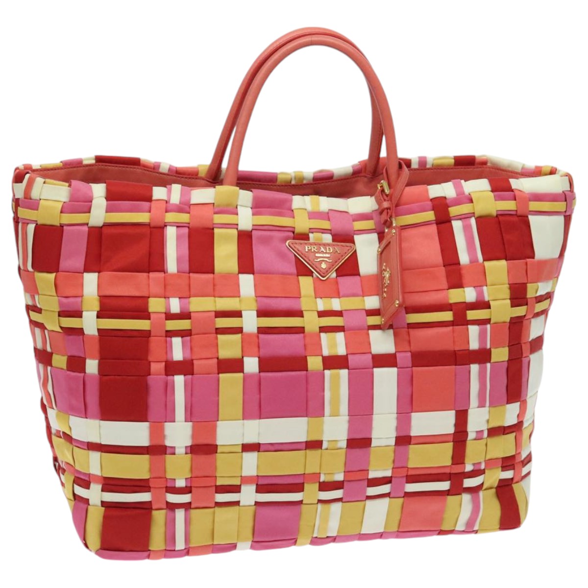 Luxury Prada Tote Bag Nylon Pink Gold yellow  95893