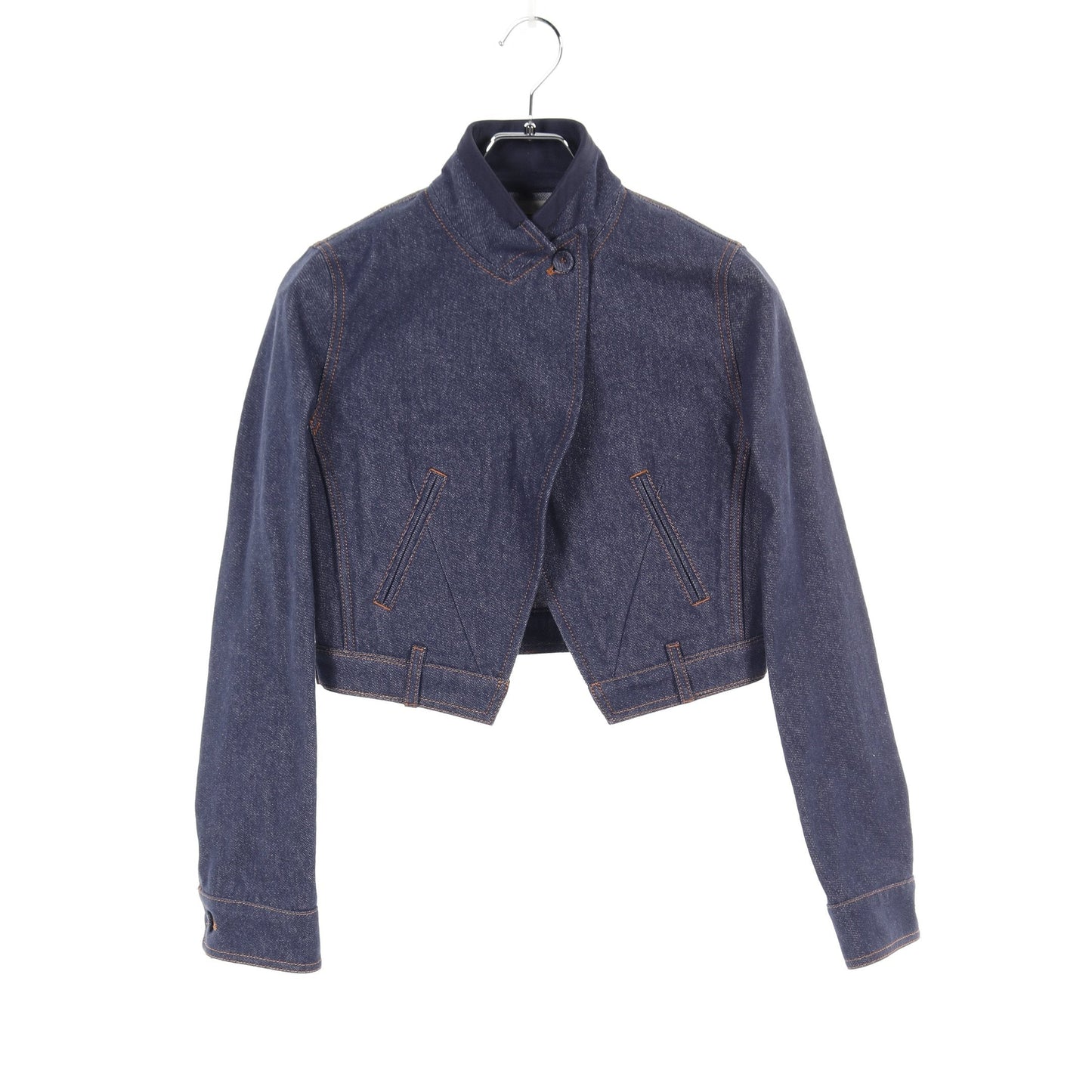 Luxury Fendi FF logo Short Denim Jacket Cotton Silk Indigo blue