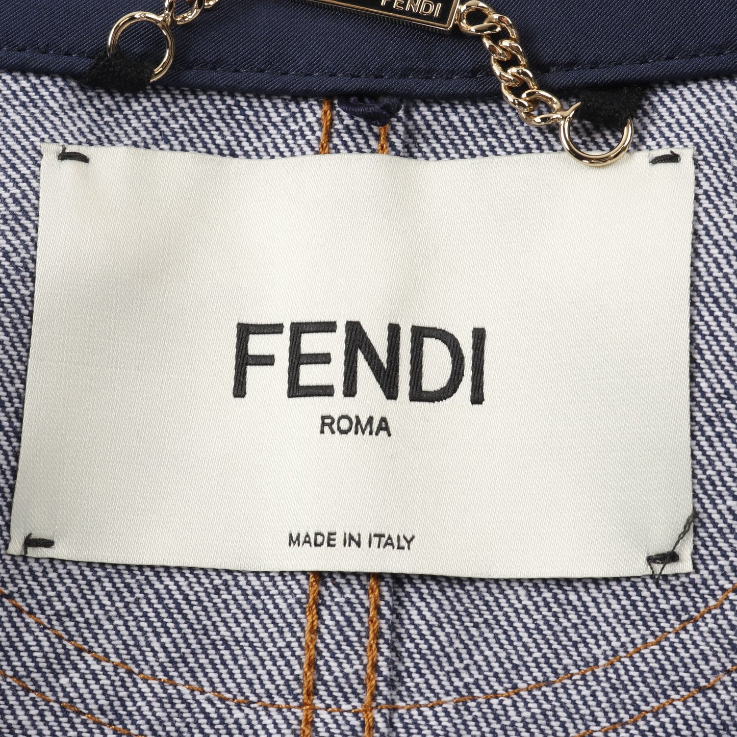 Luxury Fendi FF logo Short Denim Jacket Cotton Silk Indigo blue
