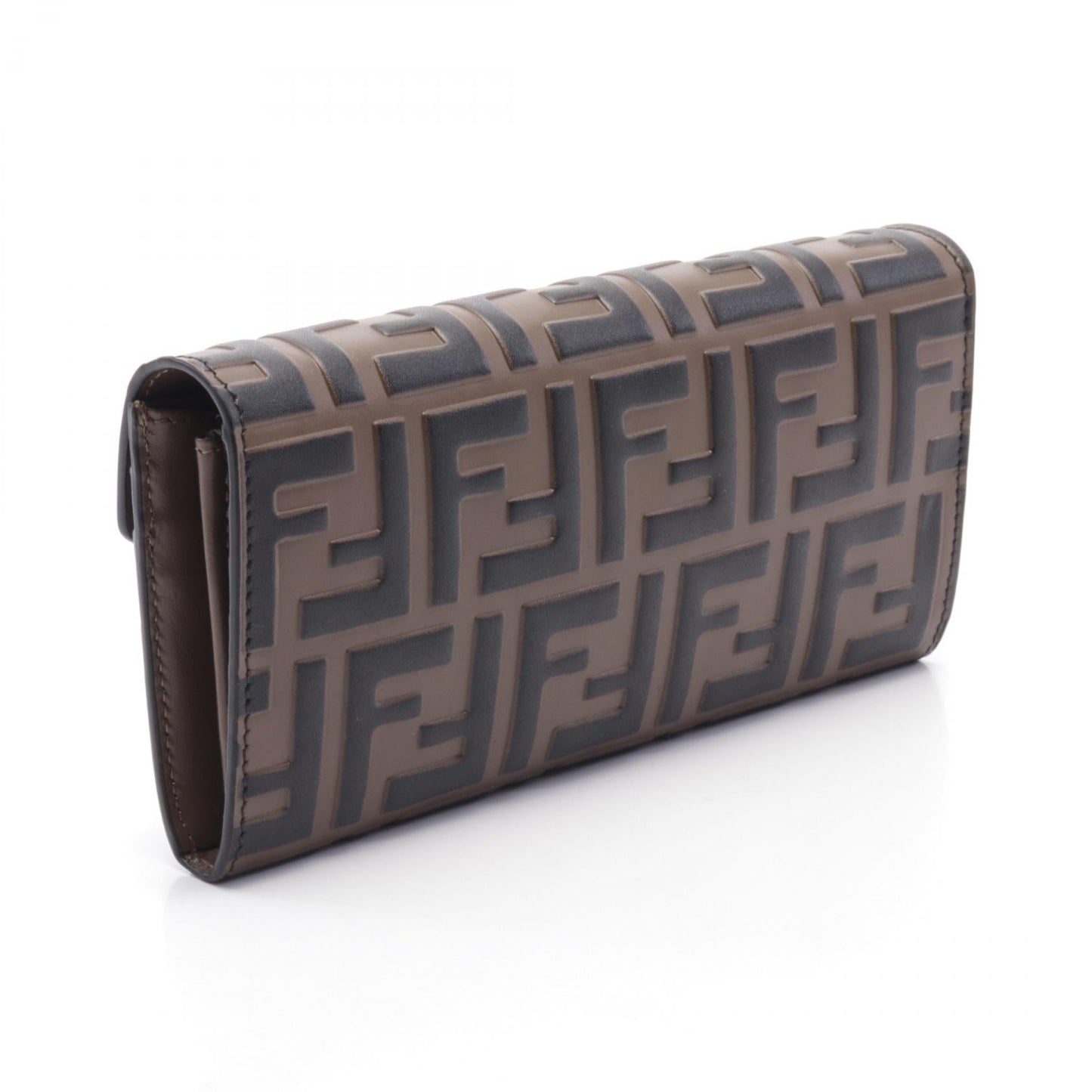 Luxury Fendi FF Diamond Zucca Emboss Shoulder bag Leather Brown