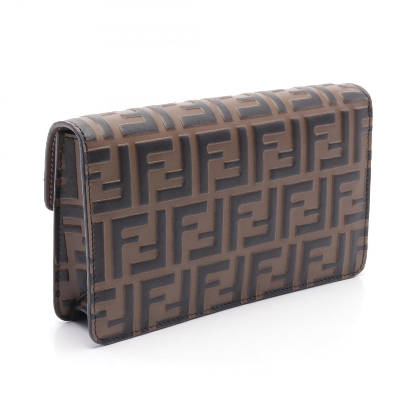 Luxury Fendi FF Diamond Zucca Emboss Shoulder bag Leather Brown