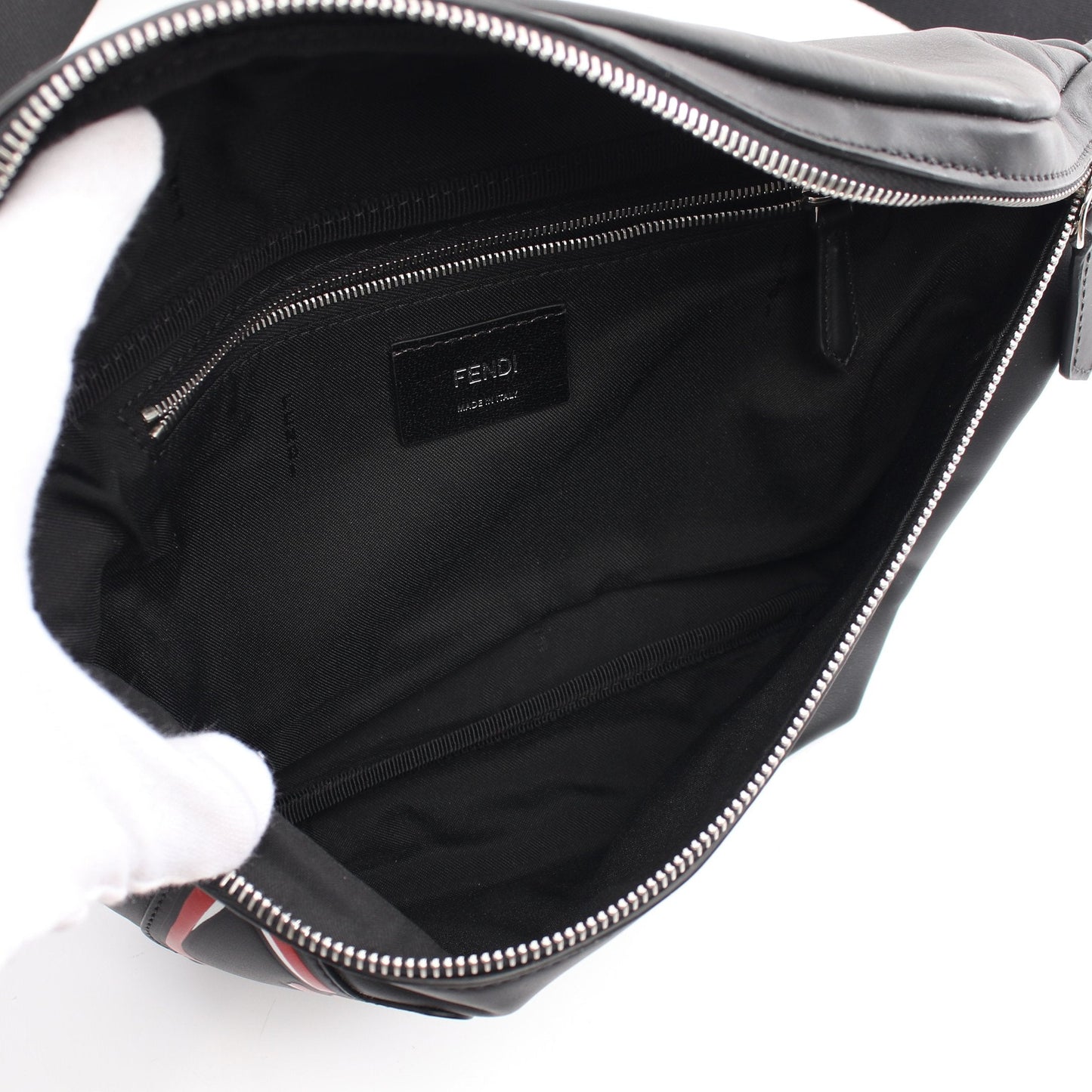 Luxury Fendi Monster Bugseye Body bag Waist bag Leather Black Red