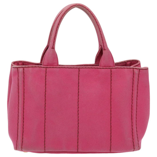 Luxury Prada Canapa PM Hand Bag Canvas 2way Pink Gold  95962