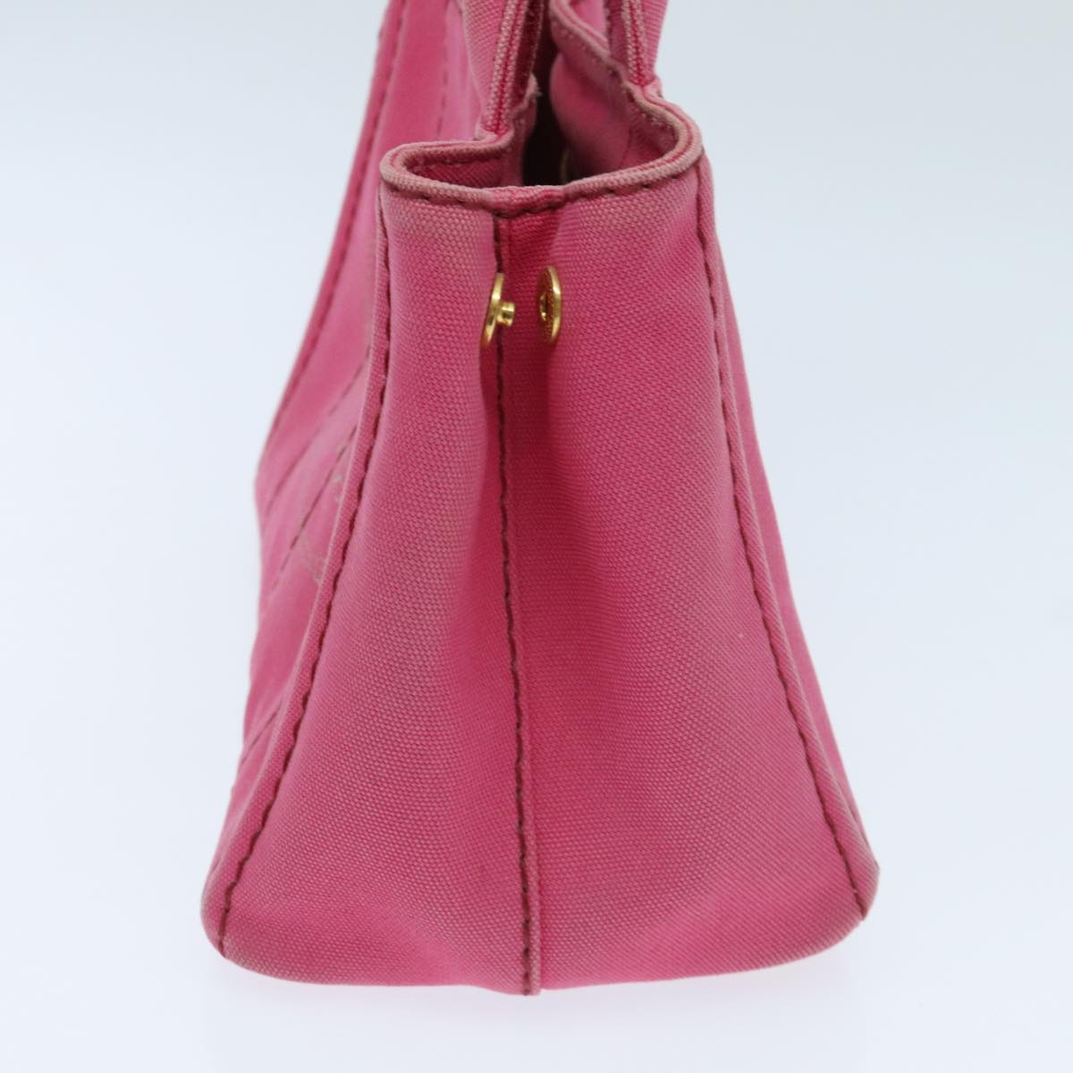Luxury Prada Canapa PM Hand Bag Canvas 2way Pink Gold  95962