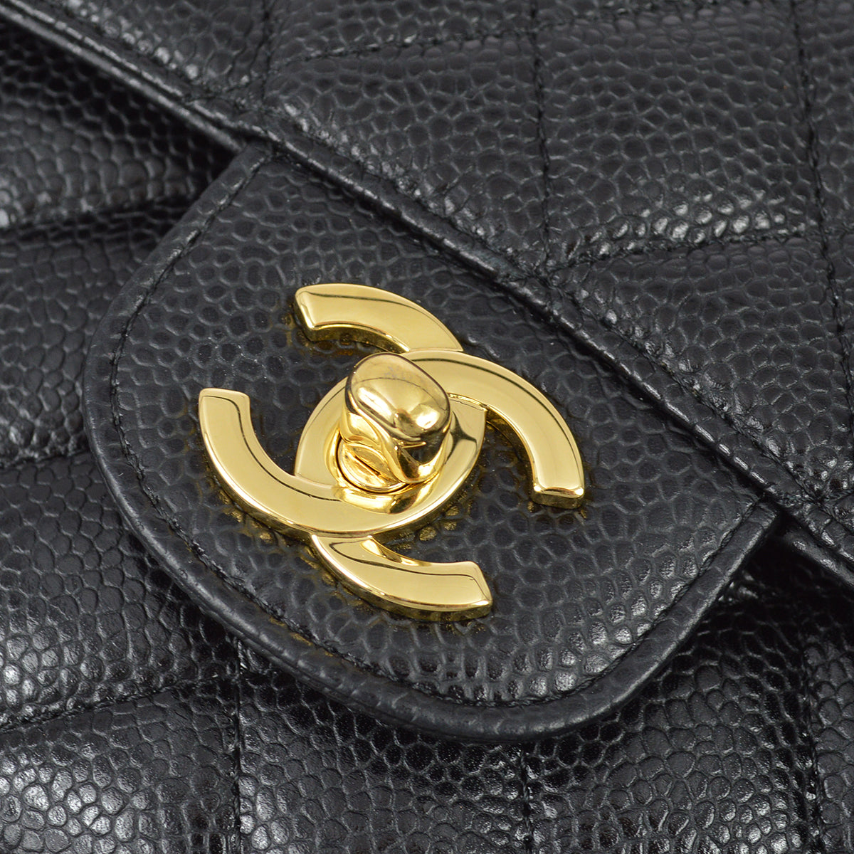 Luxury Chanel 2008-2009 Black Caviar Medium Classic Double Flap Bag