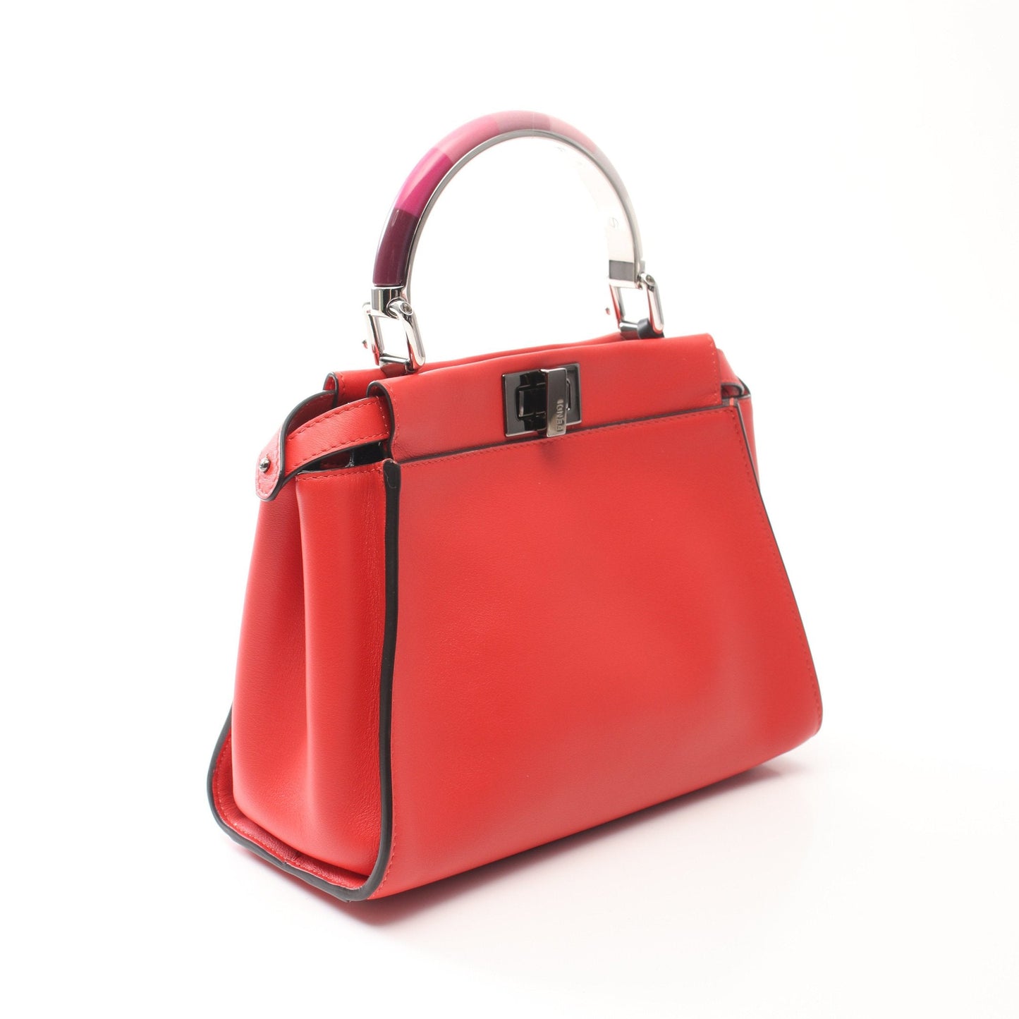 Luxury Fendi Ｍini Peekaboo Iconic Handbag Leather Red 2WAY