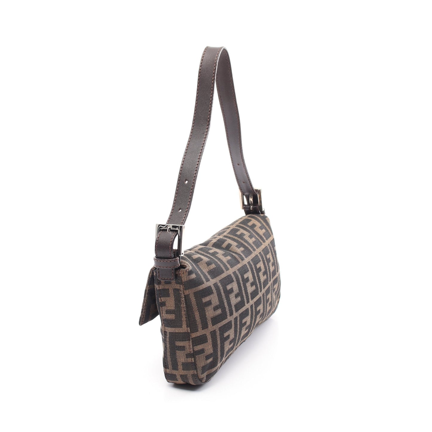 Luxury Fendi Mamma bucket Zucca Handbag Canvas Leather Brown Dark brown