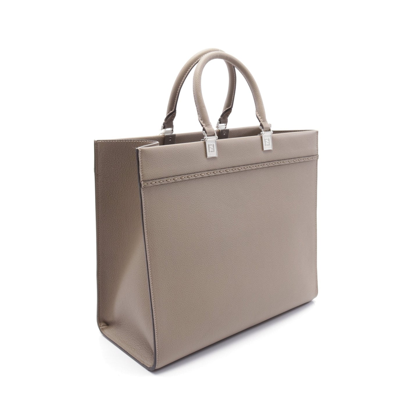 Luxury Fendi SUNSHINE MEDIUM Sunshine Medium Handbag Tote bag Leather Gray brown 2WAY