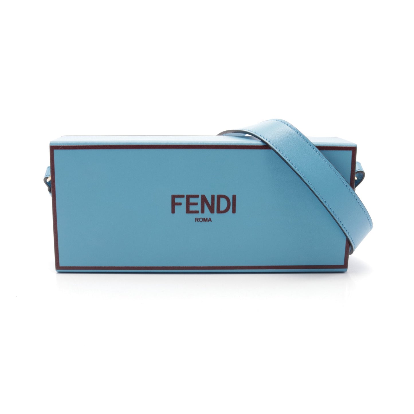 Luxury Fendi Box Horizontal Shoulder bag Leather Blue Brown