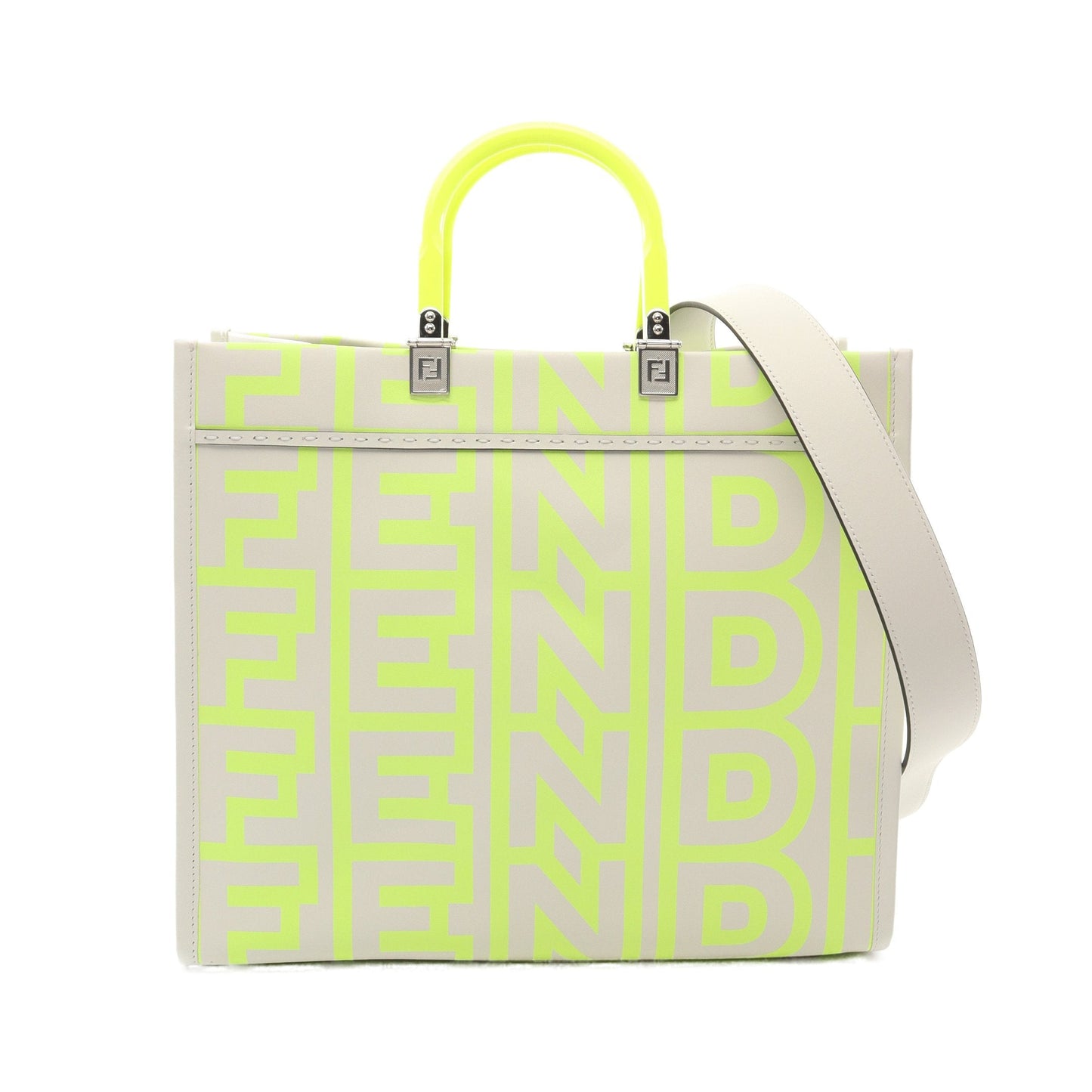 Luxury Fendi Luxury Fendi * Marc Jacobs SUNSHINE MEDIUM Sunshine Medium Handbag Tote bag Leather Light gray Yellow-green 2WAY