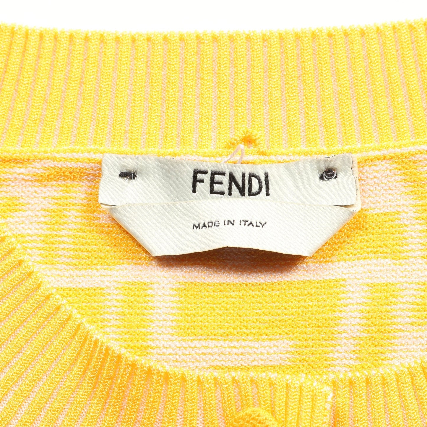Luxury Fendi FF pattern Cardigan Crew neck Rayon Yellow