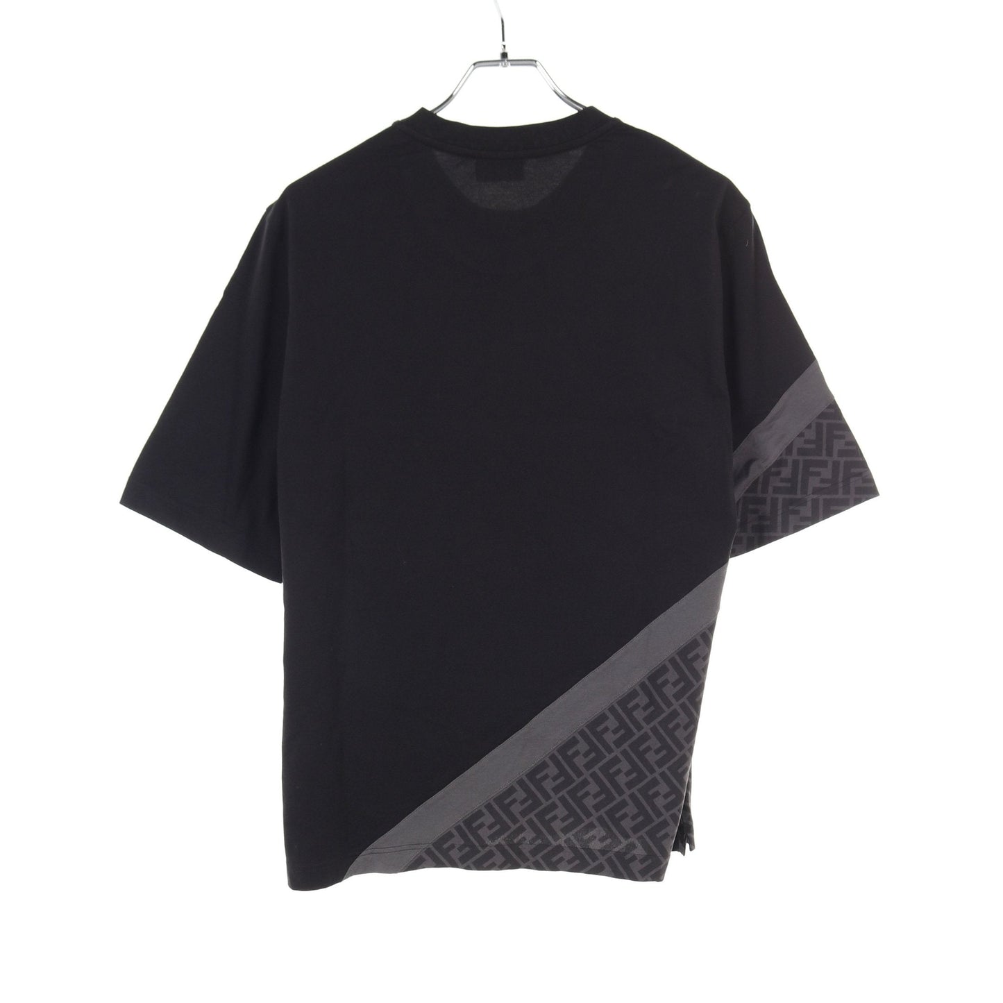 Luxury Fendi FF pattern T-shirt Crew neck Cotton Black Gray