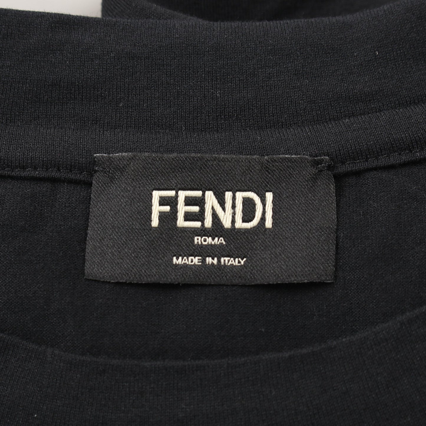 Luxury Fendi FF pattern T-shirt Crew neck Cotton Black Gray