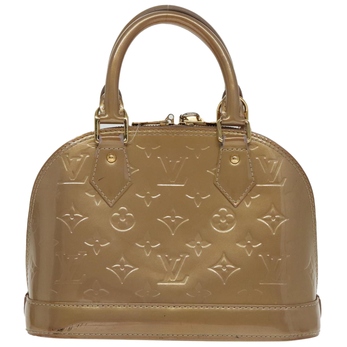LOUIS VUITTON Monogram Vernis Alma BB Bag 2way Beige Poodle M91752 LV 96130
